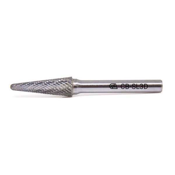 Continental Abrasives SL-3 Double Cut Conical Ball Nose Tungsten Carbide Burr CB-SL3D